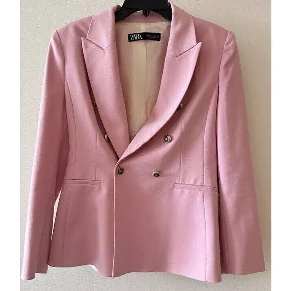 ZARA WOMAN SZ SMALL DOUBLE-BREASTED METAL BUTTON BLAZER JACKET 8300/663/620 - Picture 6 of 13